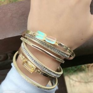 Vegan Leather & crystal wrap bracelet.